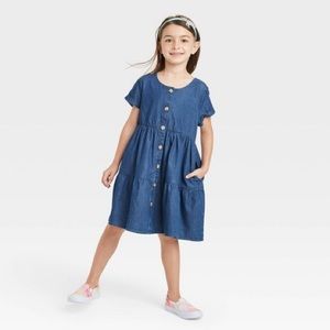 Cat & Jack Girls Chambray button front dress